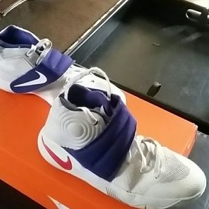 White, red and blue Kylie nike basketball  shoe